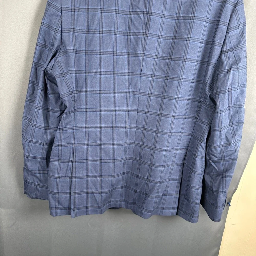 Van Heusen Flex Slim Fit Blue Plaid Blazer Sport Coat Mens 42R PO 4900100945